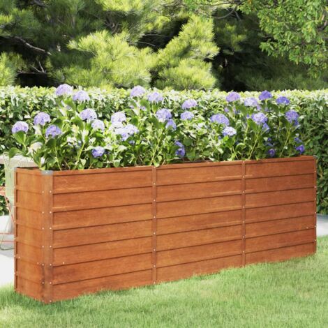 Fioriere,Letto Rialzato da Giardino,Orti rialzati Ruggine 240x40x77 cm Acciaio Corten CNWI760966 BonneVie