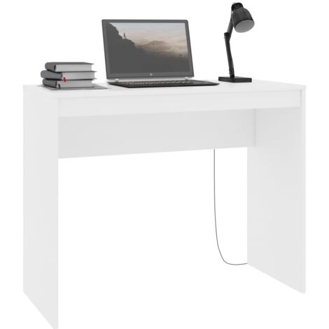 Scrivania，Scrivania per Computer，Tavolo da studio Bianca 90x40x72 cm in Legno Multistrato XZZ181079 BonneVie