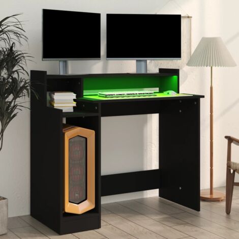 Scrivania Per Computer Con Gabbie E Cassetti – 117 Cm – Con Luci LED E Presa Elettrica – Colore Nero – Per Camera Da Letto E Ufficio - 4