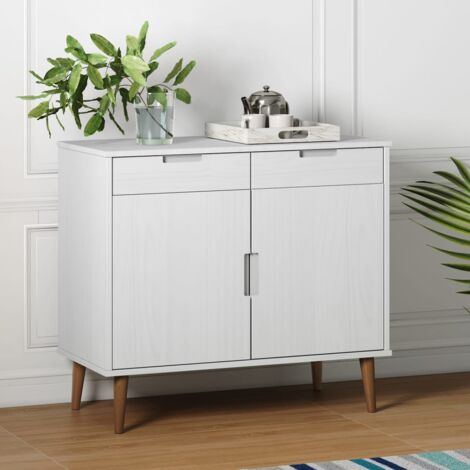 Credenza Madia Moderna ,Buffet da cucina ,MOLDE Bianca 90x40x80 cm in Legno Massello di Pino ITD83655 (1/5)