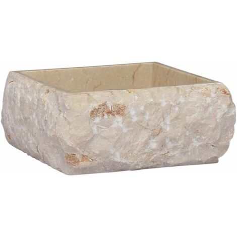 Lavandino Bagno, Lavabo d'Appoggio, Lavabo Bagno con Design Moderno Crema 30x30x13 cm in Marmo HWQ45495 BonneVie (1/5)