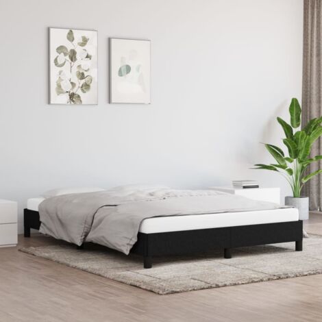 Letto Matrimoniale - 140x190cm,Giroletto Nero in Tessuto KDLO145079 BonneVie (1/5)