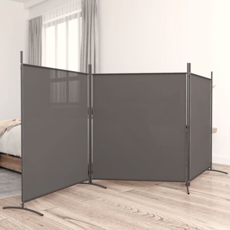 Paravento Divisorio a 3 Pannelli ,Separé per interni ed esterni Antracite 525x180 cm in Tessuto ITD48712