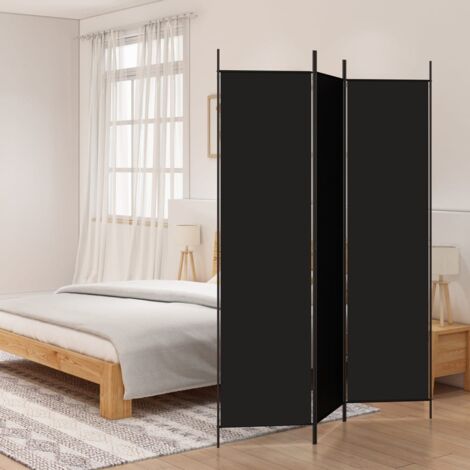 Paravento Divisorio a 3 Pannelli ,Separé per interni ed esterni Nero 150x200 cm in Tessuto ITD92279