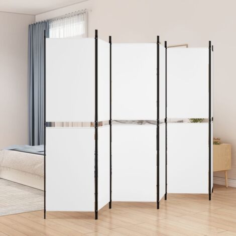 Paravento Divisorio a 6 Pannelli ,Separé per interni ed esterni Bianco 300 x 180 cm Tessuto ITD46313 (1/5)
