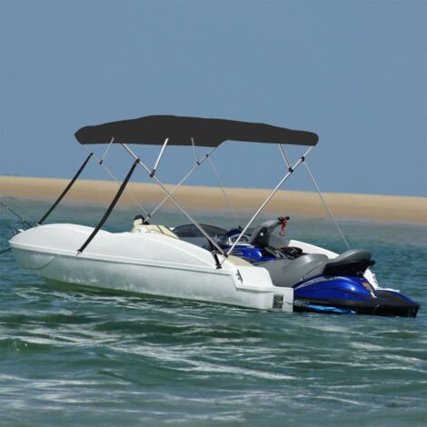 Bimini di Prua con Tendalino 4 Archi Nero 243x196x137 cm vidaXL