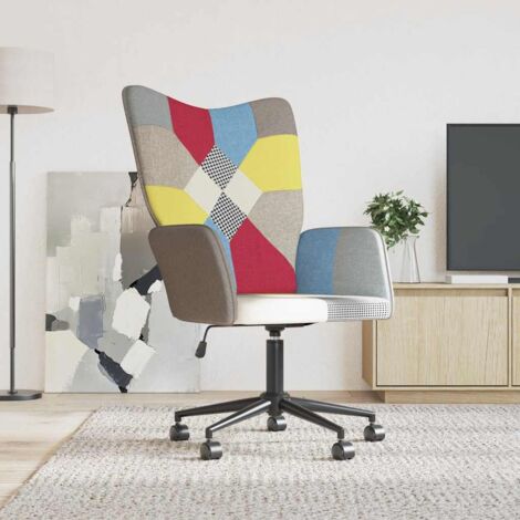 Poltrona Relax,Poltroncina Salotto,Sedia Relax,Poltrona Lounge in Tessuto Patchwork CVNIEV7986 BonneVie (1/5)