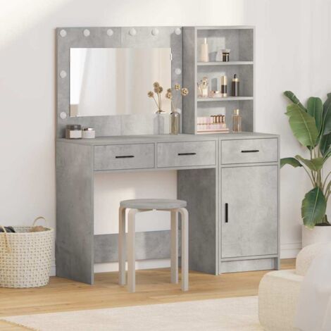 Tavolino Con Cassetto Grigio | Stile Mid-Century | Mobiletto 30x39x61 Cm Per Soggiorno E Camera