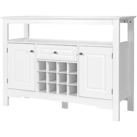 Credenza cucina porta bottiglie vino incrociata mobile cucina mensola aperta Bianco (1/5)