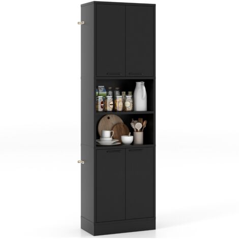 Credenza  Armadio dispensa cucina porte ripiani cerniere sicurezza dispositivi anti caduta alto 190cm Nero