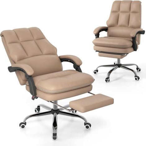 Sedia da ufficio ergonomica con sedile girevole regolabile, Sedia per computer in poliuretano Caffè (1/5)