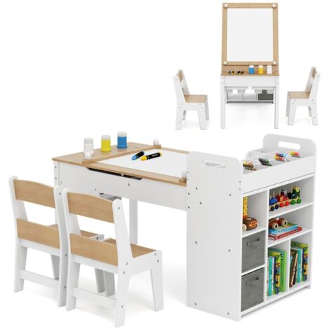 Geuther SET50 Pepino - Set 4 Pezzi Per Cameretta: Tavolo, 2 Sedie E Cassapanca, Legno Naturale, Da 12 Mesi A 6 Anni