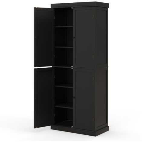 Dispensa cucina 4 ante 6 ripiani 2 ripiani regolabili mobile credenza alto 1845cm sala pranzo Nero