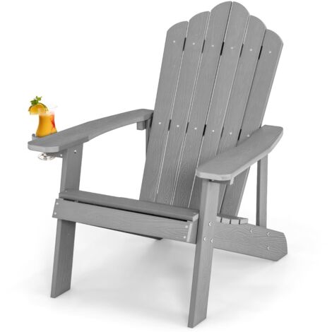 Sedia adirondack esterno portabicchieri resistente intemperie cortile portata 170kg Grigia (1/5)