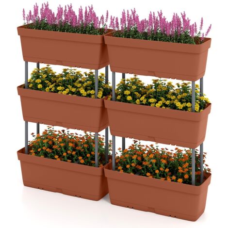 Torre di fioriere per verdure erbe fiori per interni ed esterni per patio, 6 PZ fioriere da giardino disposizione fai da te Rosso (1/5)