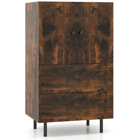 Credenza a 2 Ante Perlinate Ripiano Regolabile 80x39,7x80 cm Bianco