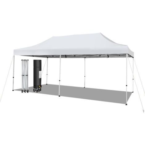 Gazebo regolabile e pieghevole 6x3M con ruote e borsa portatile, Tenda impermeabile per feste e campeggi Bianco (1/5)