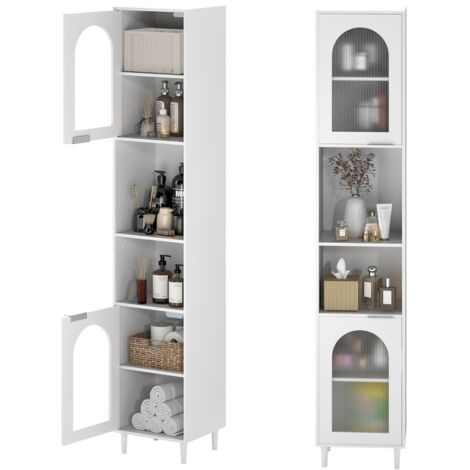 HOMCOM Colonna Bagno con 2 Ante, 3 Ripiani e Cassetto Bianco | Italy