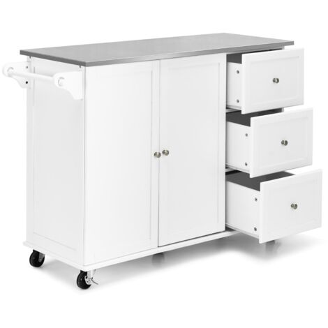 KOMFOTTEU Isola da cucina mobile con piano di lavoro in acciaio inox