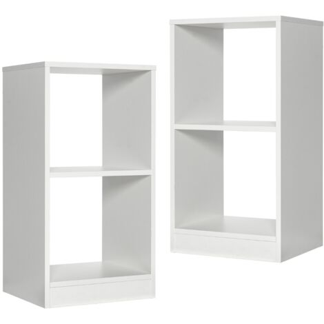 Set di librerie a 2 pezzi con dispositivo antiribaltamento, Organizzatore per dischi in vinile Bianco (1/5)