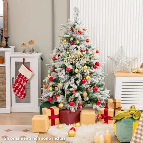 Albero Di Natale Artificiale Sottile 1,5 M - 671 Punte PE+PVC, 25 Pigne Incluse - Struttura Incernierata - Non Illuminato, Innevato