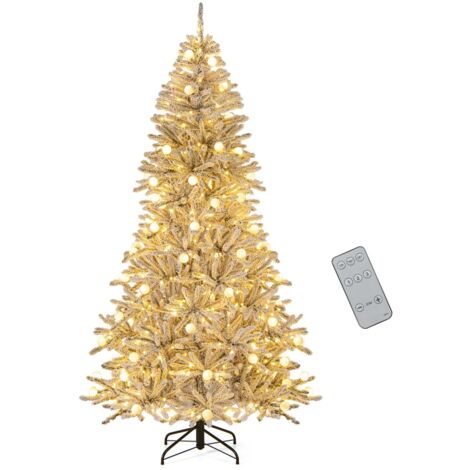 Albero di Natale innevato 210cm con 65 sfere luminose e 350 luci LED bianche calde (1/5)