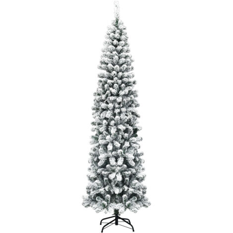 Albero di Natale 135cm non illuminato abete innevato con base pieghevole in metallo (1/5)