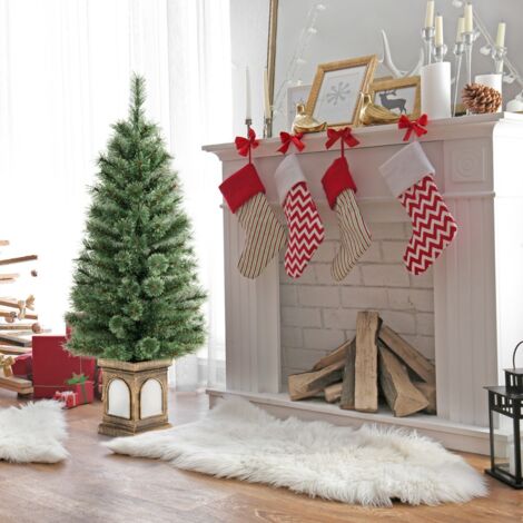 Set Di 3 Alberi Di Pino Artificiali In Miniatura Con Luci LED Da Tavolo - Decorazione Natalizia 15-25 Cm Per Scrivania E Cameretta - 2