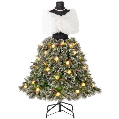 Albero di Natale Artificiale Illuminato da 93 cm, Albero di Natale con Fibre Ottiche Multicolore