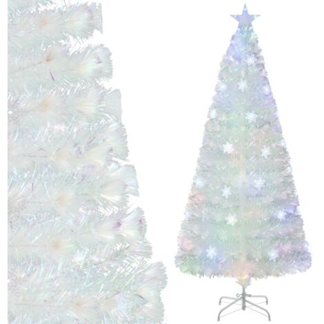 Albero di Natale in fibra ottica da 180cm con foglie iridescenti e stella in cima (1/5)