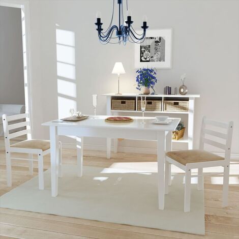 Set di 2 sedie - Sedie da Pranzo Bianche in Massello di Hevea e Velluto