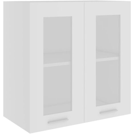 Pensile Cucina Con Vetro Grigio Cemento 80x31x60cm - Mobile Sospeso Per Lavatrice