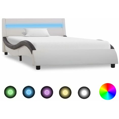 Giroletto con LED Struttura Letto - Letto per adulti Bianco e Nero in  Similpelle 100x200 cm BV923181 