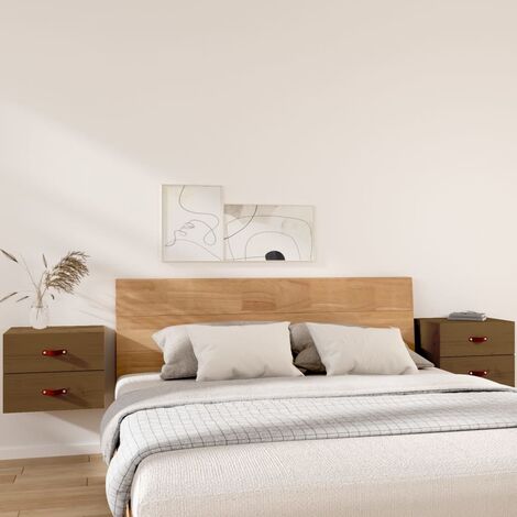 Set di 2 Comodini a Muro Comodini Camera da Letto - Marrone Miele 50x36x40  cm BV955814 - BonneVie