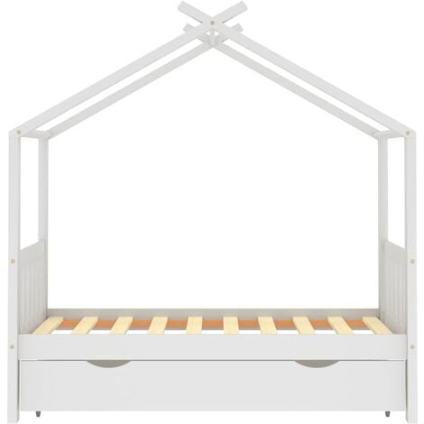 Letto a capanna per bambini - Giroletto Bambini con Cassetto Bianco Pino  Massello 80x160 cm BV478959 - BonneVie