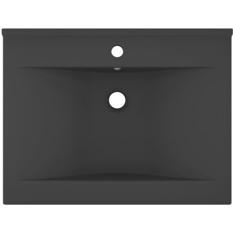 vidaXL Lavandino con Foro Rubinetto Nero Opaco 60x46 cm in Ceramica