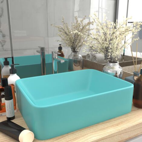 Bonnevie - lavabo da appoggio - lavandino bagno Luxury Turchese opaco 41x30x12 cm in ceramica BV307631