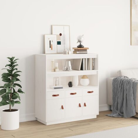Credenza Buffet - Mobile da Cucina Bianca 100x40x108,5 cm in Legno Massello  di Pino BV438015 - BonneVie