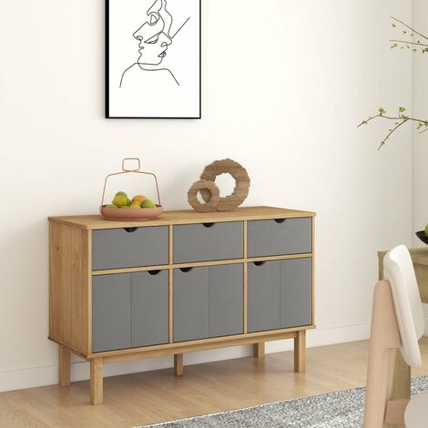 Credenza buffet legno chiaro e nero SYDNEY 