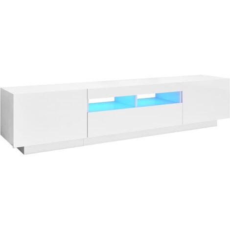 Mobile TV Moderno - Porta TV con Luci LED Bianco Lucido 180x35x40 cm  BV892402 - BonneVie