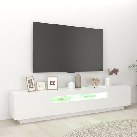 Mobile TV Moderno - Porta TV con Luci LED Bianco 200x35x40 cm BV684703 -  BonneVie