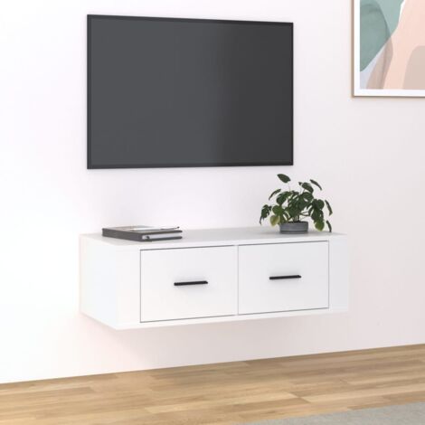 Mobile TV Moderno - Porta TV Sospeso Bianco 80x36x25cm in Legno Multistrato  BV946927 - BonneVie