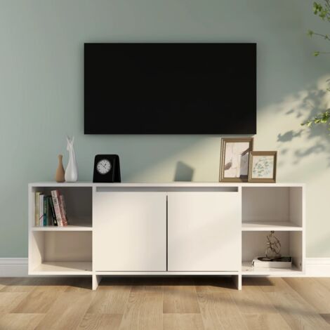 Mobile Tv Bianco Lucido 120x30x35, 5 Cm In Truciolato