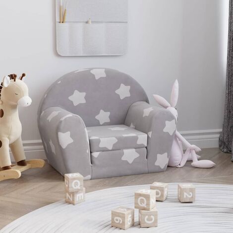 Divano per Bambini 2 Posti，Poltroncina per Bambini，Divano relax Sofà per  Bambini Grigio Chiaro Stelle