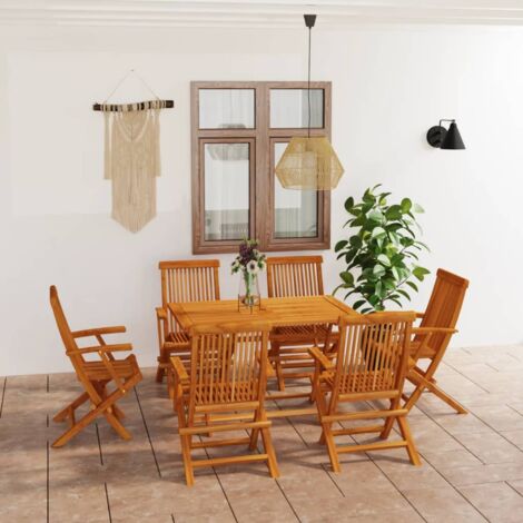 Set Tavolo e Sedie da Giardino 7 pz - Salotti da giardino in Legno Massello  di Teak
