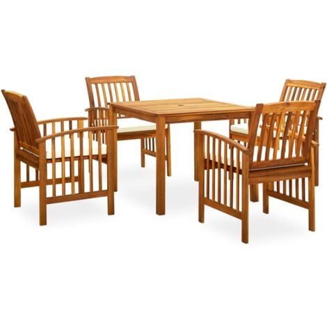 Tavolo e sedie da giardino set 6 legno e cuscini CRETA