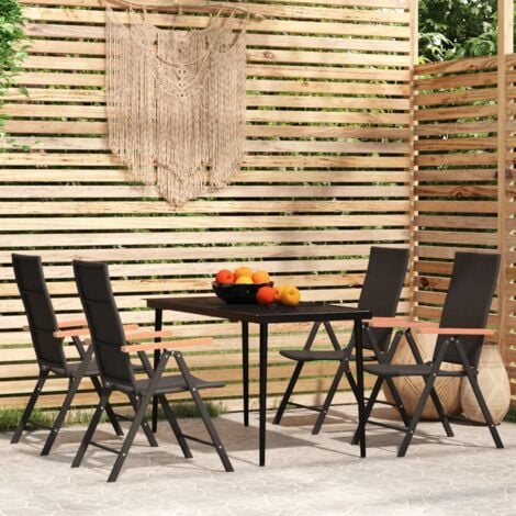 Set Tavolo e Sedie da Giardino 5 pz - Salotti da giardino Nero BV363381 -  BonneVie