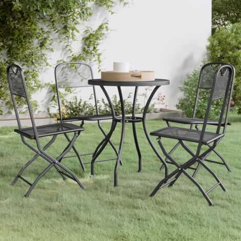 Set Tavolo e Sedie da Giardino 5 pz - Salotti da giardino Rete Metallica  Espansa Antracite BV550994 -