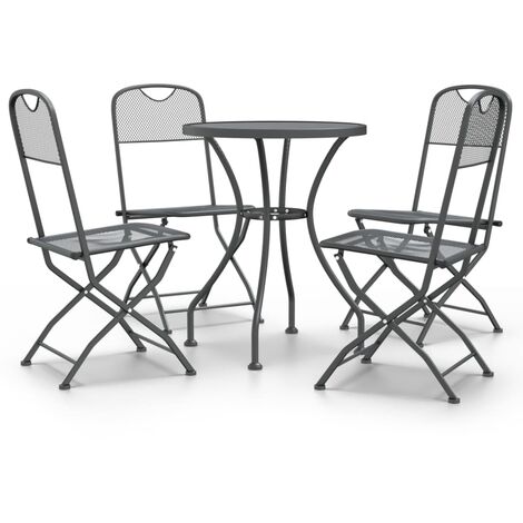 Set Tavolo e Sedie da Giardino 3 pz - Salotti da giardino Rete Metallica  Espansa Antracite BV841739 - BonneVie