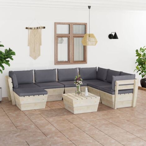 Salotto da giardino su Pallet 8 pz Set Divani da Giardino - Mobili da  giardino con Cuscini